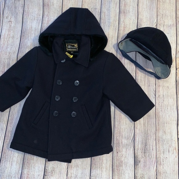 Rothschild Other - Rothschild Navy Wool Coat with Velvet Trim Hat 2T